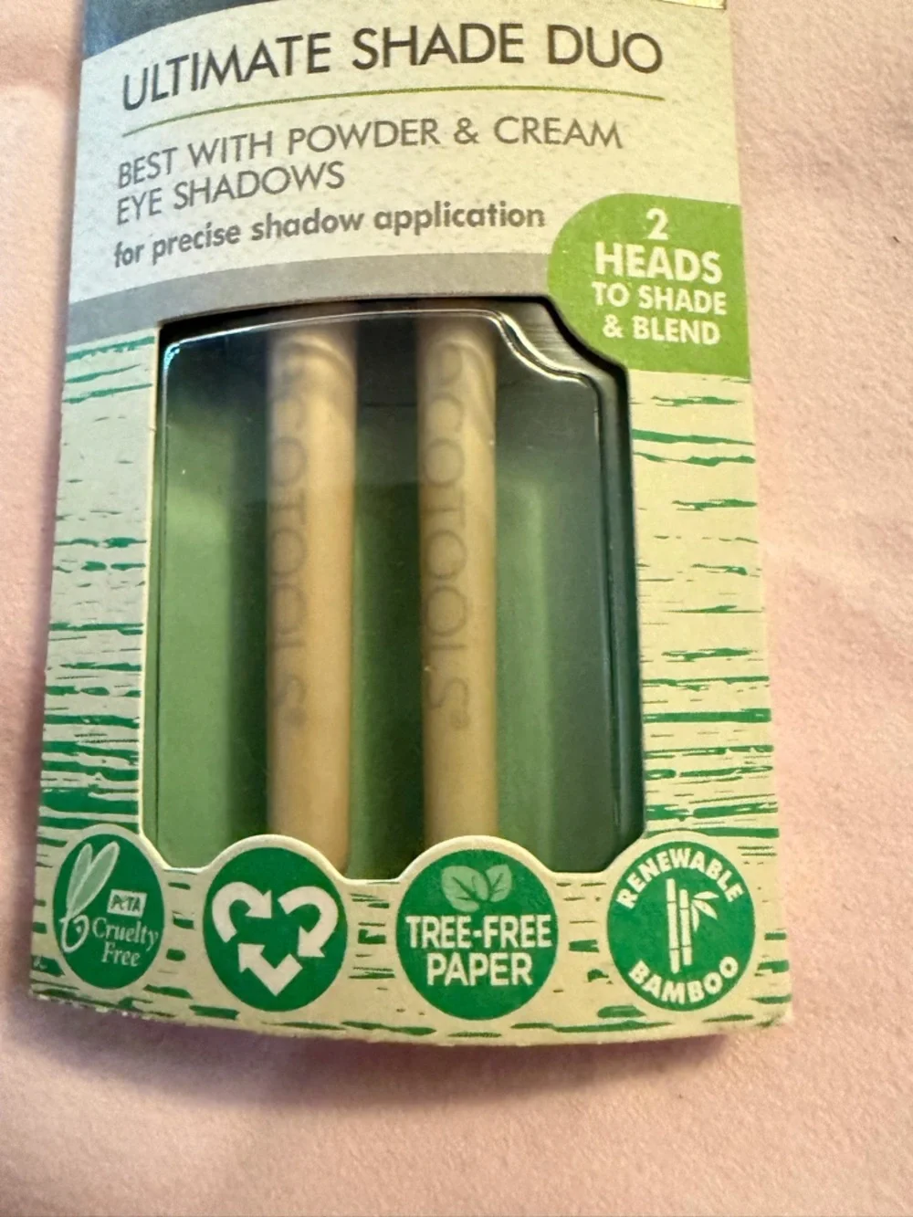 ecotools NWT Bamboo Handle Eye Brush Duo with Silver Ferrules